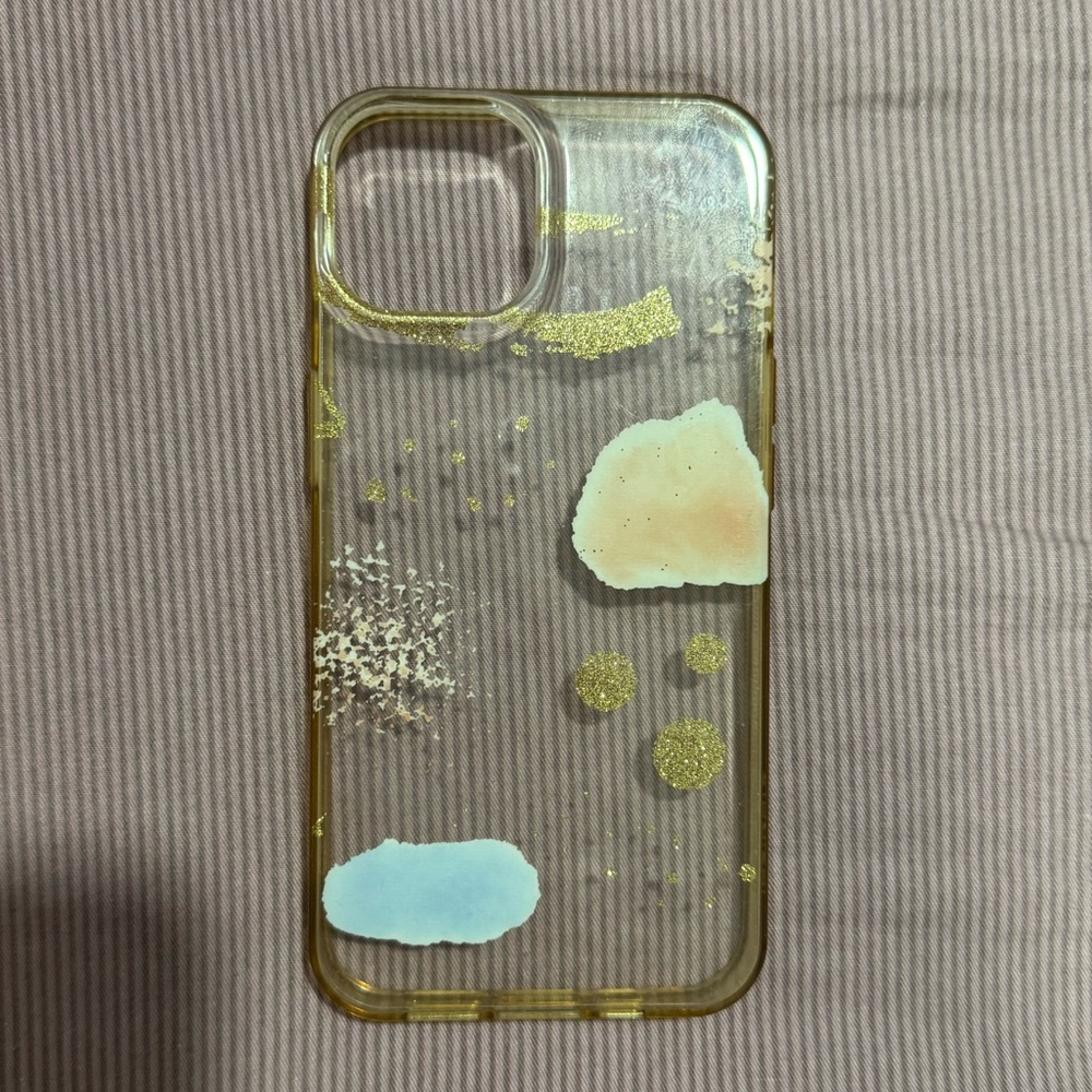 iPhone 13 Clear Gold Glitter Phone Case